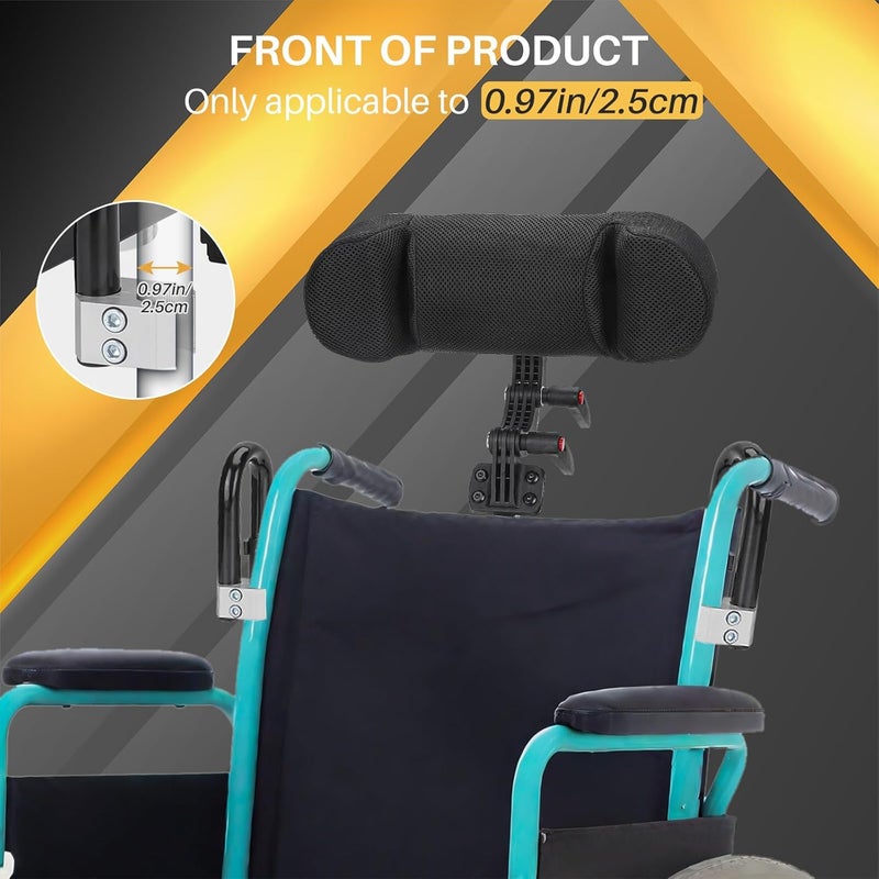 CHENNTAI Adjustable Wheelchair Headrest Backrest, 25mm Universal Wheelchair Headrest Neck Support Fits Teens and Young Adults Universal Wheelchair Accessories (Black) - Image 4
